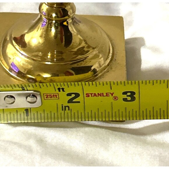 Vintage Solid Brass 5” Taper Candle Holder Square Base Classic Decor - Picture 4 of 6
